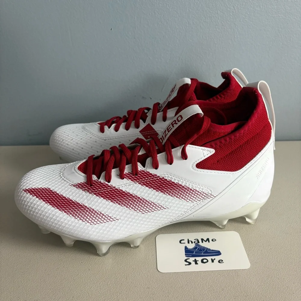 adidas Adizero Impact Football Cleats White Red Shoes IF2477 Men’s Sz 8.5 - Picture 3 of 9